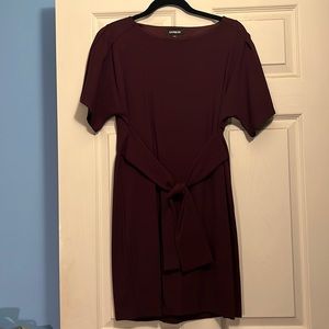 EXPRESS Maroon Waist Tie Dress XS